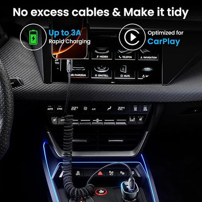 Coiled USB C to USB C Cable 2Pack 3FT Braided Retractable Fast Charging Cable - Image 2
