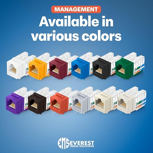 Everest 90° Angled RJ45 Cat6 Keystone Jacks 20-Pack in Purple - Image 7