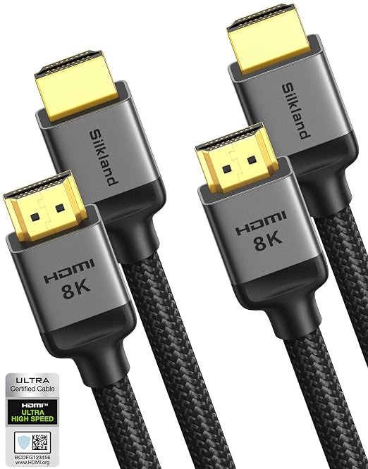Silkland 10K 8K HDMI 2.1 Cable Certified 2-Pack 6.6FT Ultra High Speed HDMI® by Silkland