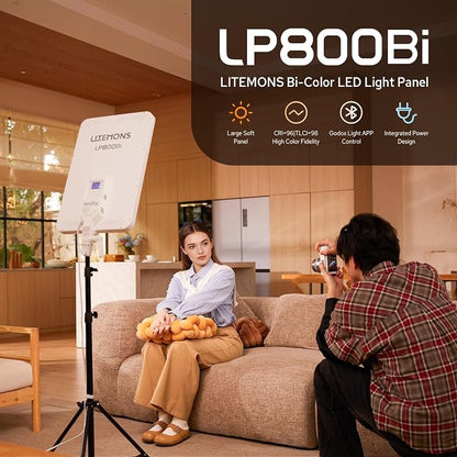 Godox LP800Bi 85W Bi-Color LED Video Light w/Stand, 2800K-6500K, 0-100% - Image 2