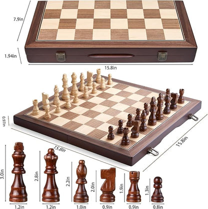 AMEROUS 15'' Magnetic Wooden Chess Set - Image 6