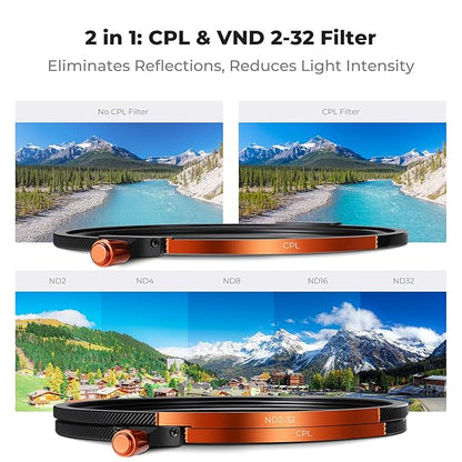 K&F CONCEPT 67mm Magnetic 1s Swap 5-Pack: CPL + VND2-32 + Black Diffusion 1/4 + - Image 5