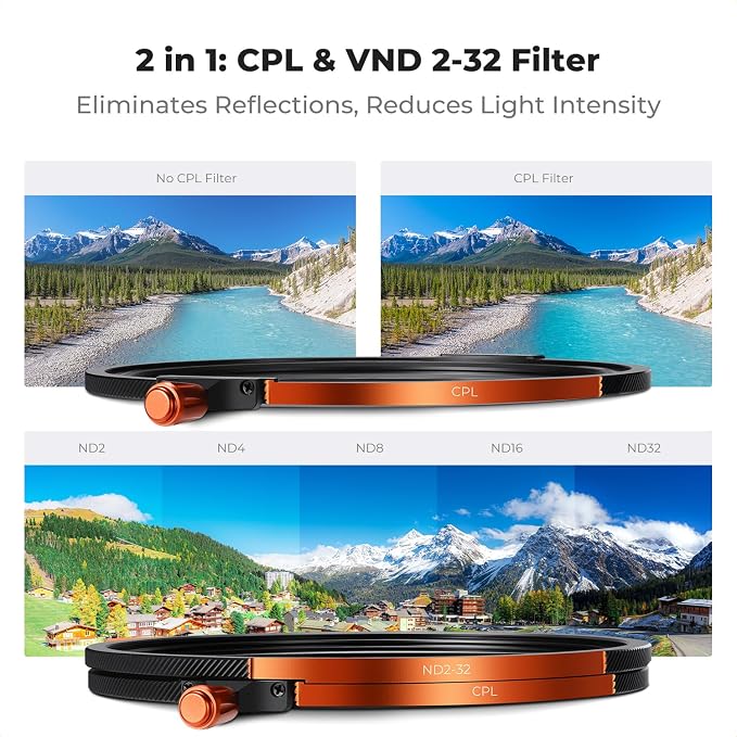 K&F CONCEPT 55mm Magnetic 1s Swap 5-Pack: CPL + VND2-32 + Black Diffusion 1/4 + - Image 5