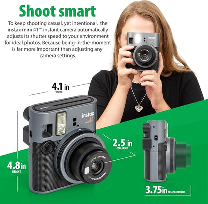 Fujifilm Instax Mini 41 Instant Film Camera Black + 20 Instax Instant Film - Image 8
