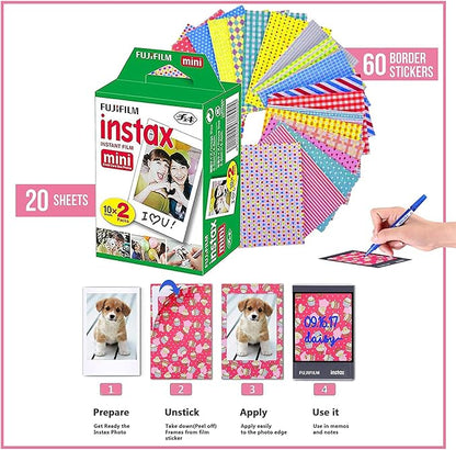 Fujifilm Instax Mini Instant Film 5 Plastic Desk Frames + 60 Sticker Frames + 2 - Image 2