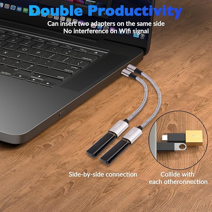 USB-C to USB 3.1 Adapter（2 Pack）, Nylon Braided Type-C OTG Cable USB C Male to - Image 3
