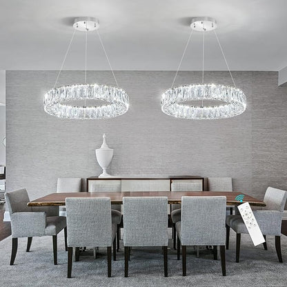 HAIXIANG Modern Crystal Chandelier Dimmable LED 16 Inch Ring Pendant Lights - Image 8