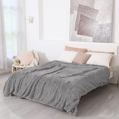 Tuddrom Decorative Extra Soft Faux Fur Throw Blanket 50"x60", Solid Lightweight - Image 6