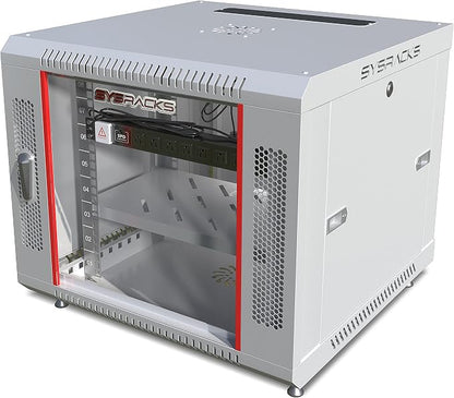 9U Wall Mount Server Rack Cabinet – 19" Network Rack Enclosure, PDU & Shelf by SYSRACKS
