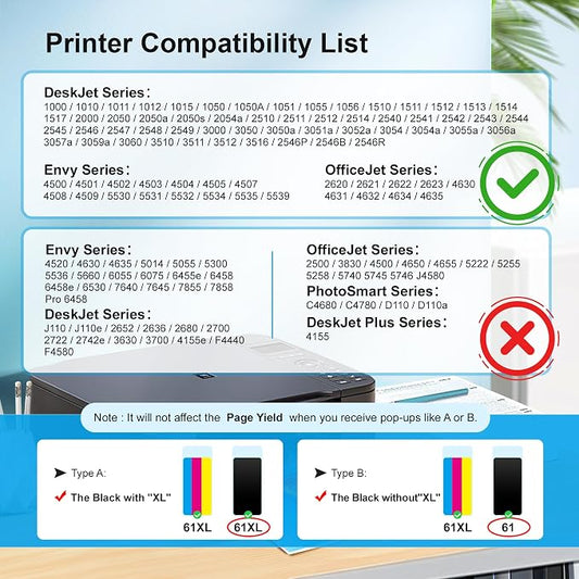 61XL Ink Cartridge Replacement for HP Ink 61 for HP 61 Ink Works - Image 2