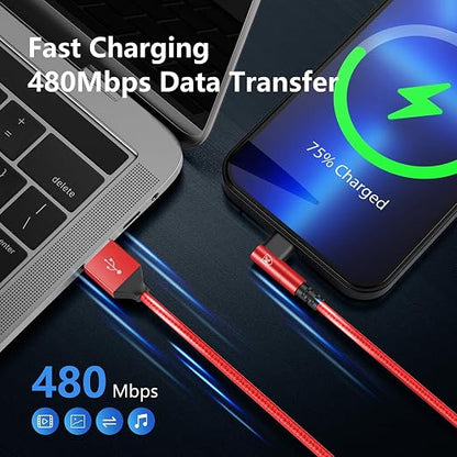 3Pack 90 Degree Lightning Cable, iPhone Charger Cable 6ft, Long Fast Charging - Image 5