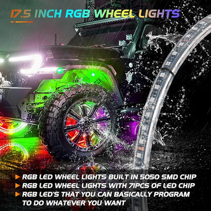 Nilight 4PCS 17.5inch Double Row LED Wheel Ring Lights RGB - Image 6