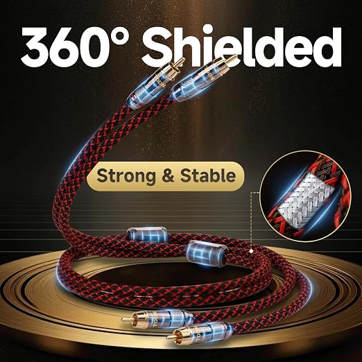 TODN High End RCA Cables for Audiophile, 2 RCA Male to Male Stereo Cord for Car - Image 3