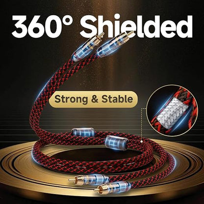 TODN Shielded RCA Audio Cables Audiophile 2Male to 2Male OFC RCA Stereo Cable - Image 2