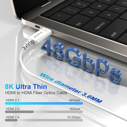8K Fiber Optic HDMI Cable 23 FT, 8K@60Hz 4K@240Hz, Thin Extra Long HDMI Cable - Image 2