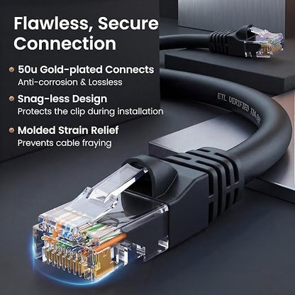 GEARit Cat 6 Ethernet Patch Cables 1.5 ft Black, High Speed 24AWG 10Gbps RJ45 - Image 4