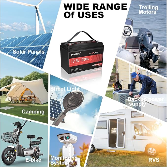 12V 100Ah LiFePO4 Lithium Battery, Built-in 100A BMS, Trolling Motor, Solar - Image 7