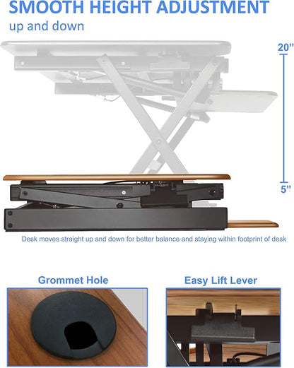 Rocelco 40" Large Height Adjustable Standing Desk Converter - Image 2