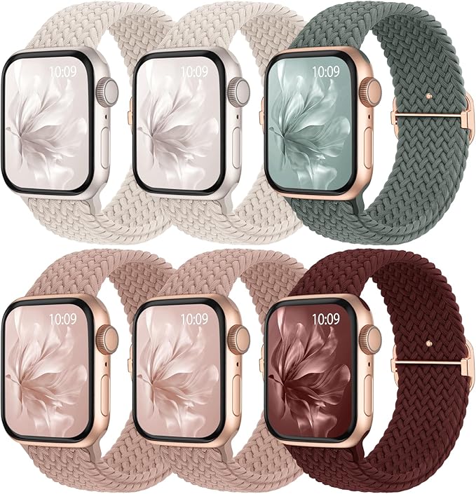 6 Pack Braided Stretchy Bands Compatible by KnossenWatchBand