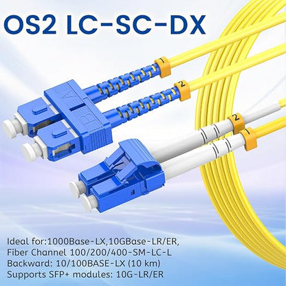 SpeedyCables- OS2 LC to SC Fiber Patch Cable 5M/16ft, 1G/10G 9/125um Single - Image 3