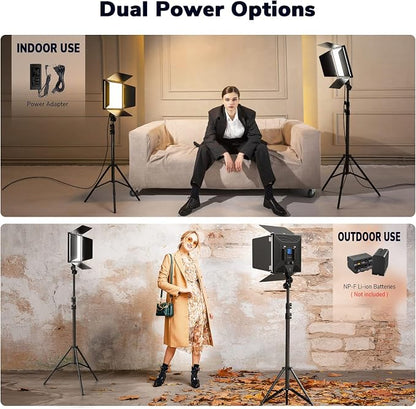 D50 Photography Lighting with Barn Door, 45W 3000K-8000K Dimmable Bi-Color - Image 5