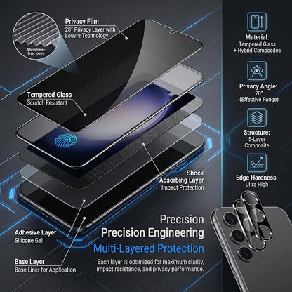 2 Pack for Galaxy S23 Privacy Screen Protector, 2 Pack Camera Protector - Image 6