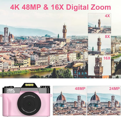 VETEK Digital Cameras for Photography, 4K 48MP Vlogging Camera 16X Digital Zoom - Image 2