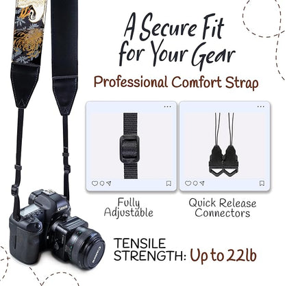 Art Tribute Camera Strap, Vintage Embroidered Neck Shoulder & Crossbody Camera - Image 4