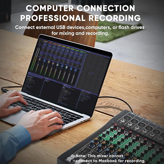 8 Channel Audio Mixer, Professional DJ Mixer Board Sound Music Mixing Console - Image 4