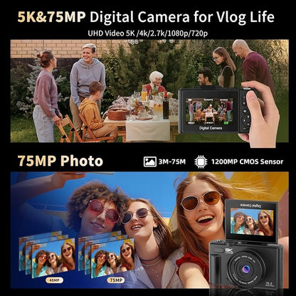 Ourlife Cameras for Photography, 5K 75MP Autofocus Vlogging Camera for YouTube - Image 3