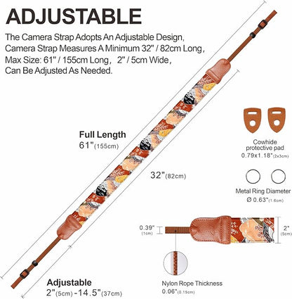 Padwa Lifestyle Japanese Art Style Brown Camera Strap - Image 5
