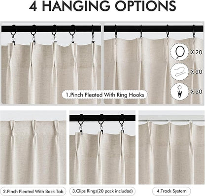 Memory Trained Pinch Pleated Curtains 86 Inches Long, Viral Linen Pinch Pleat - Image 5