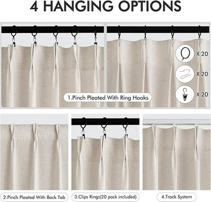 Memory Trained Pinch Pleated Curtains 132 Inches Long, Viral Linen Pinch Pleat - Image 5