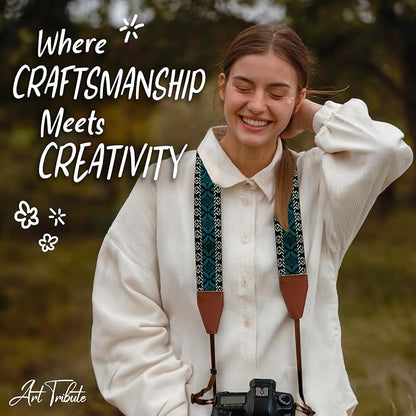 Art Tribute Camera Strap, Vintage Embroidered Neck Shoulder & Crossbody Camera - Image 8