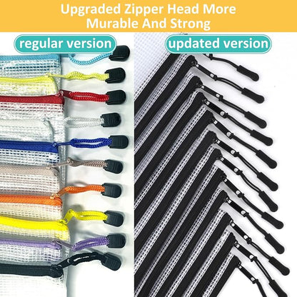 12pcs Mesh Zipper Pouch Bags, A5 Storage Bag - Image 4