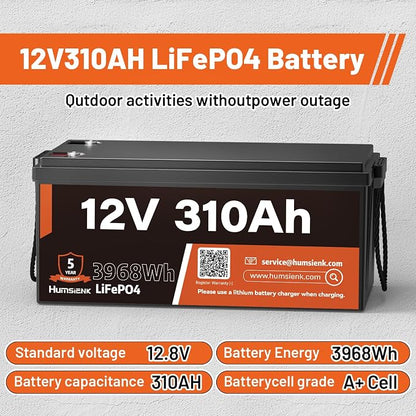 12V 310Ah LiFePO4 Lithium Battery 2PCS– Max. 3968Wh, 15000+ Deep Cycle Battery - Image 7