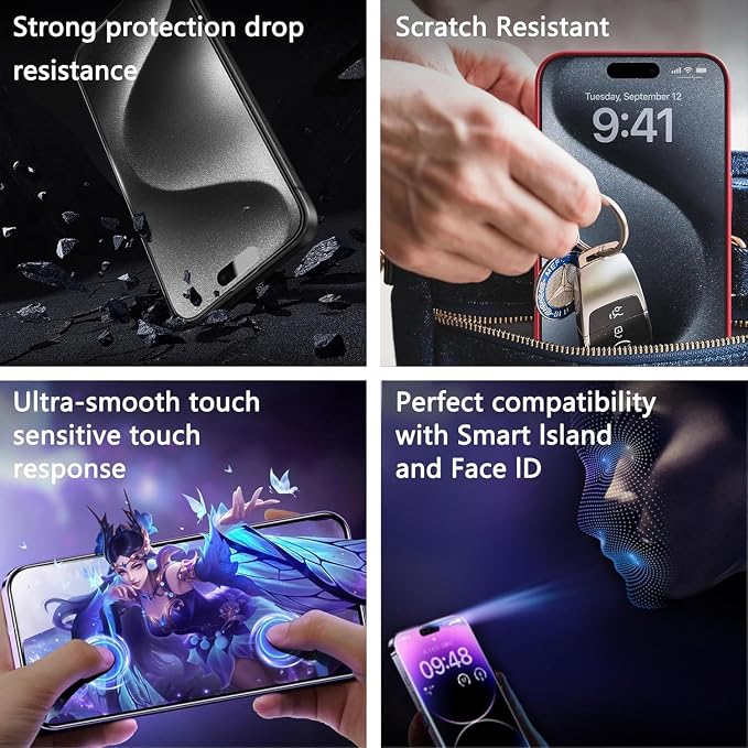Matte Screen Protector for iPhone Air 6.5-Inch, Auto Dust Removal, 9H Tempered - Image 5
