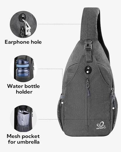 WATERFLY Small Hiking Sling Bag: Crossbody Sling Backpack Chest Bag Daypack - Image 3