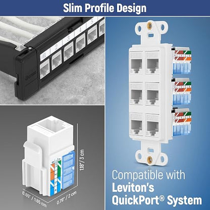 Everest 90° Angled RJ45 Cat5e Keystone Jacks 50-Pack in White - Image 6