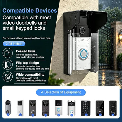 Flip Video Metal Doorbell Rain Cover Sun Shield Hood Plate, Weather Protection - Image 4