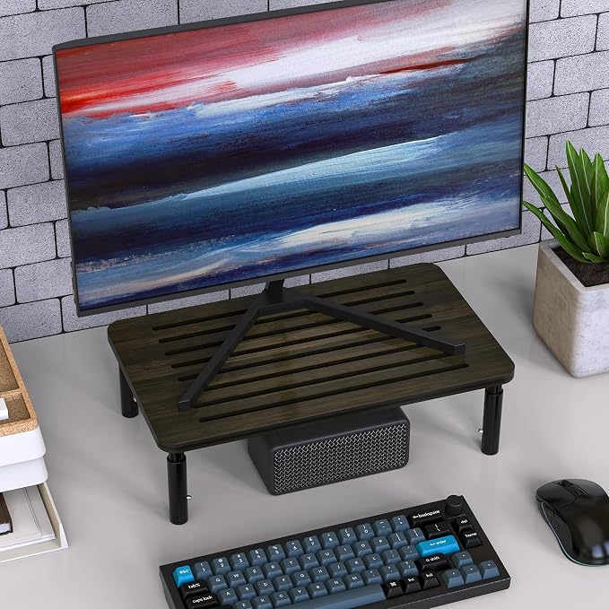 2 Pack Bamboo Monitor Stand Riser, 4 Adjustable Height, Laptop Stand - Image 8