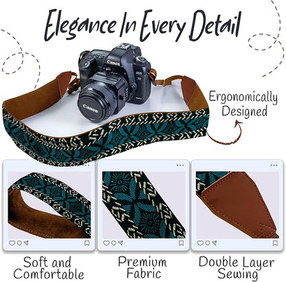 Art Tribute Camera Strap, Vintage Embroidered Neck Shoulder & Crossbody Camera - Image 3