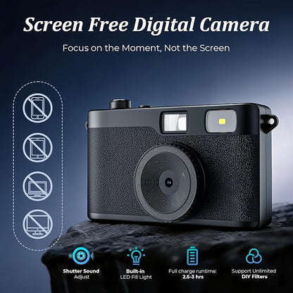 Screen Free Digital Camera, Reusable 12MP Vintage Digital Camera - Image 2