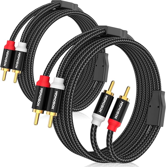 HOSONGIN RCA Cables 20ft 2 Pack, 2-Male to 2-Male RCA Audio Stereo Subwoofer by HOSONGIN