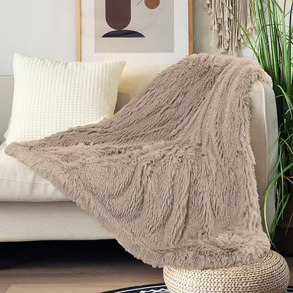 Tuddrom Decorative Extra Soft Faux Fur Throw Blanket 70"x78", Solid Reversible - Image 2