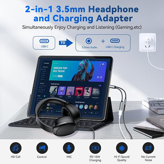 5PCS USB C Splitter for KZ ZS10 PRO, CCZ CA01 USB C to 3.5mm Audio Headphone - Image 2