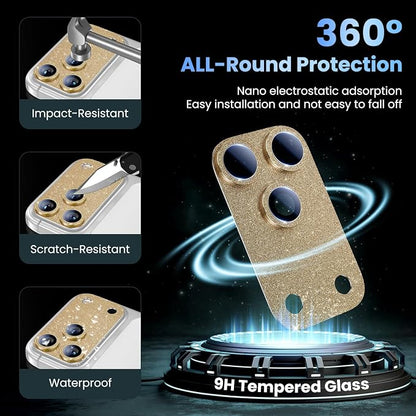 Uyiton for iPhone 17-Pro-Max Camera-Lens Protector: Bling Metal Tempered Glass - Image 2