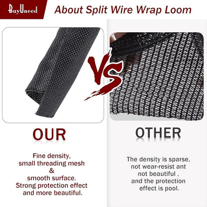 Black Braided Cable Management Sleeves Wire Loom Tubing Cord Protector - Image 6