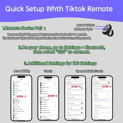 NOVZIX TikTok Scrolling Ring Microphone Remote Control, Fingertip Wireless - Image 2