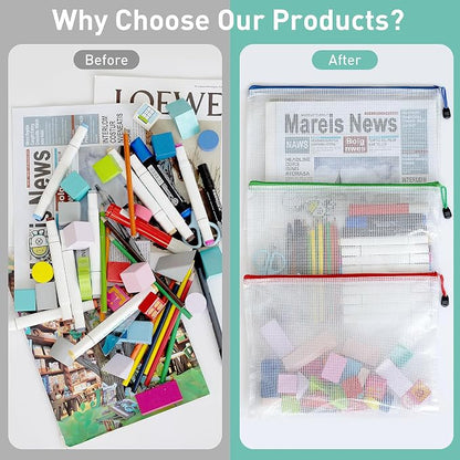 18pcs Mesh Zipper Pouch Bags, B5 Mesh Pouch, 9 Color Zipper Pouches - Image 4